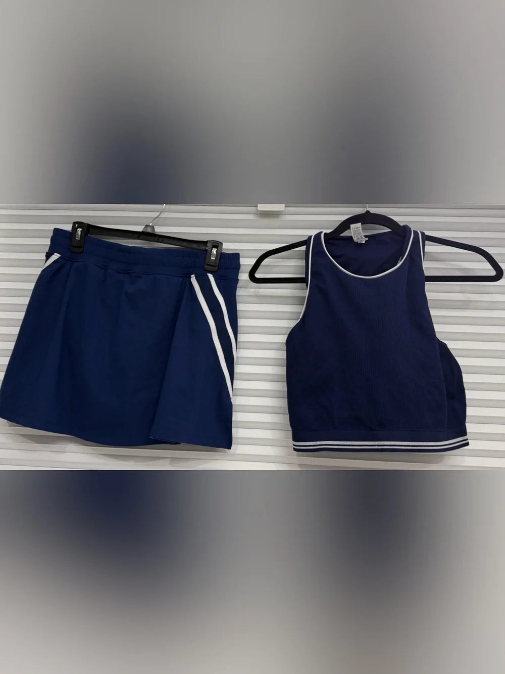 3 piece Navy Athletic  Set - Skort & Matching Jacket w/ Coordinating Sports Bra